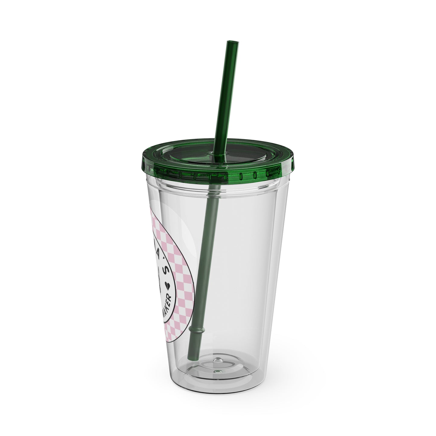 ππ MAMMAβS TROUBLE MAKER β PINK CHECKERED 16 OZ TUMBLER ππ
