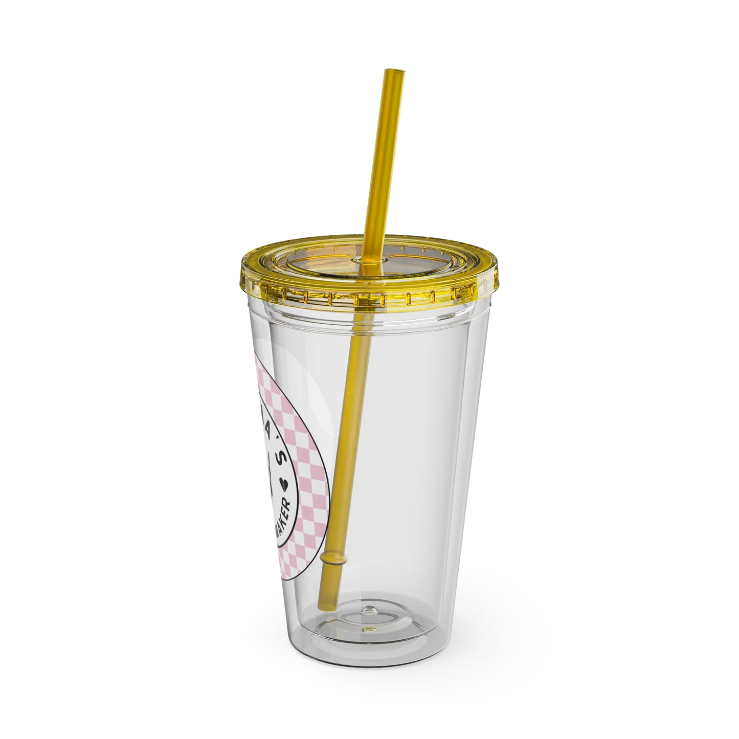 ππ MAMMAβS TROUBLE MAKER β PINK CHECKERED 16 OZ TUMBLER ππ
