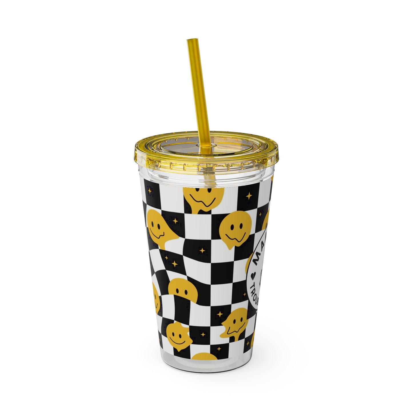🖤⚡ MAMMA’S TROUBLE MAKER 16 OZ STRAW TUMBLER – CHAOS WITH A SMILE ⚡🖤