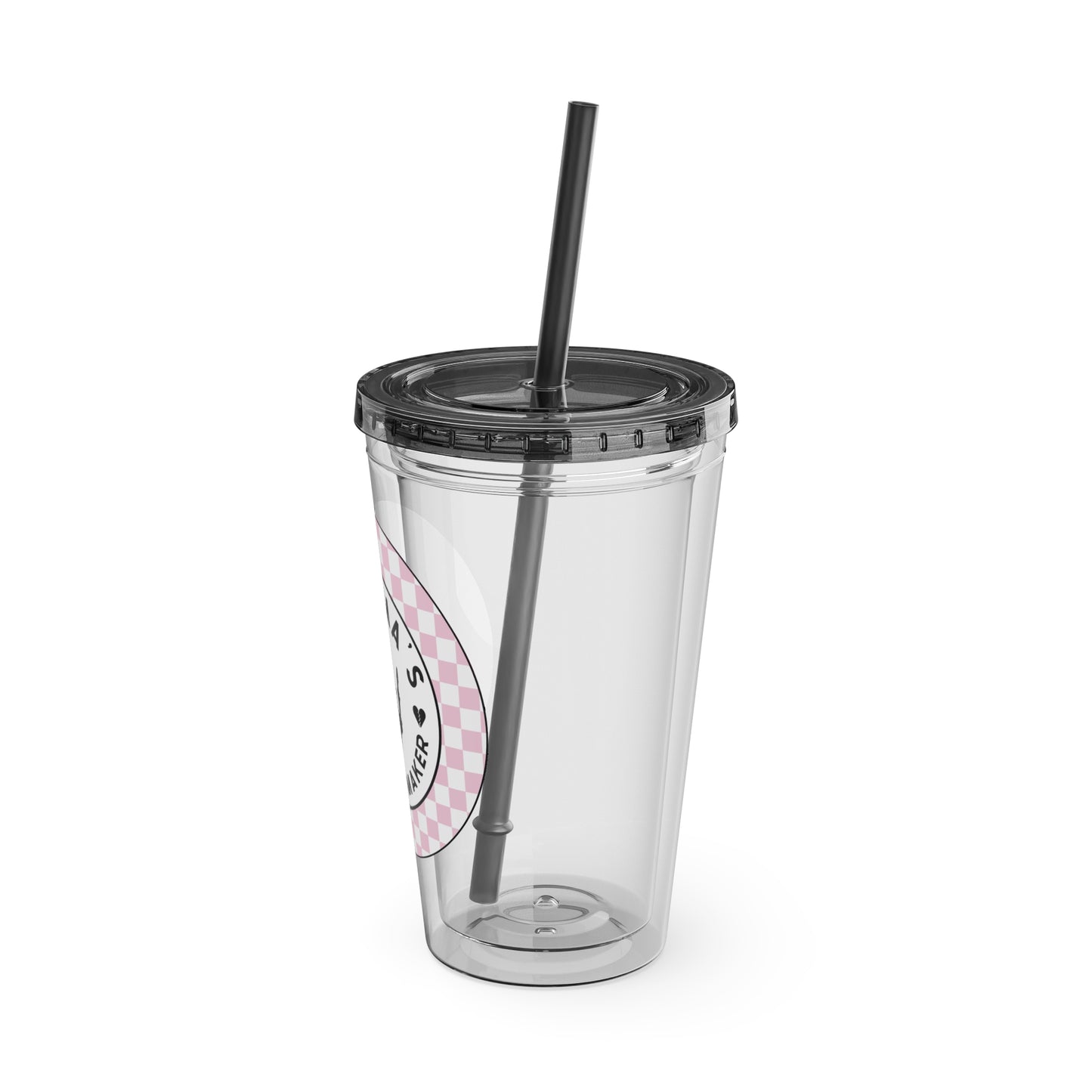 ππ MAMMAβS TROUBLE MAKER β PINK CHECKERED 16 OZ TUMBLER ππ