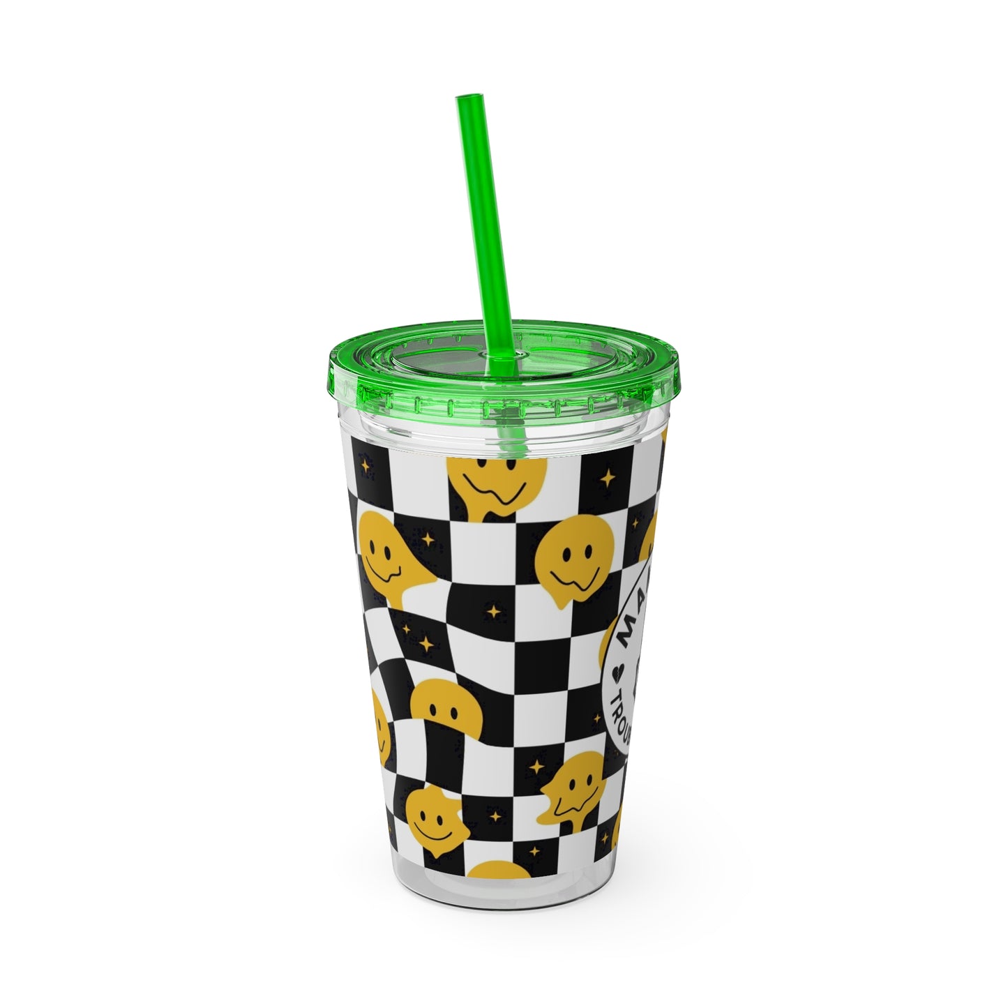 🖤⚡ MAMMA’S TROUBLE MAKER 16 OZ STRAW TUMBLER – CHAOS WITH A SMILE ⚡🖤