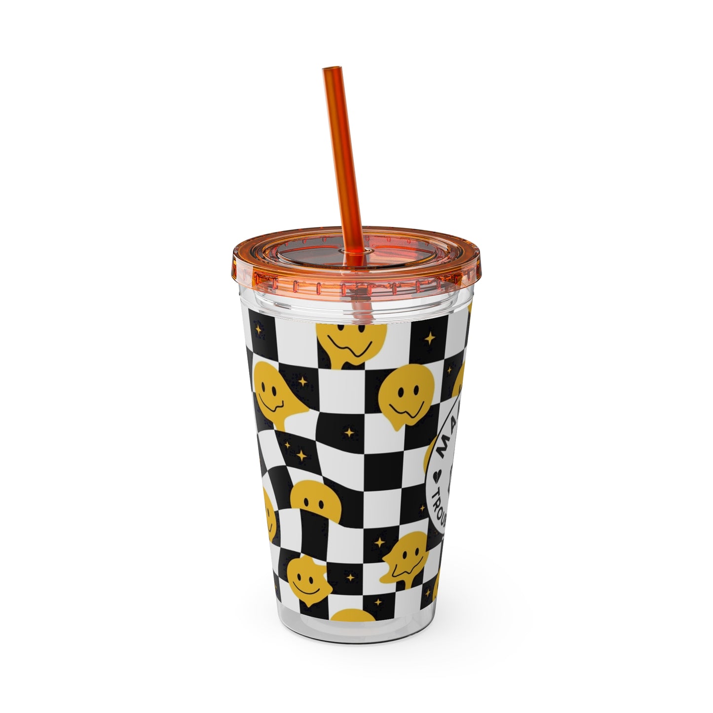 🖤⚡ MAMMA’S TROUBLE MAKER 16 OZ STRAW TUMBLER – CHAOS WITH A SMILE ⚡🖤