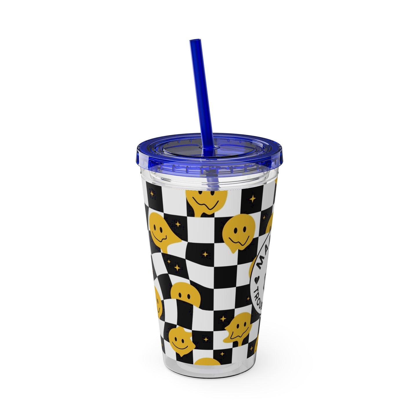 🖤⚡ MAMMA’S TROUBLE MAKER 16 OZ STRAW TUMBLER – CHAOS WITH A SMILE ⚡🖤
