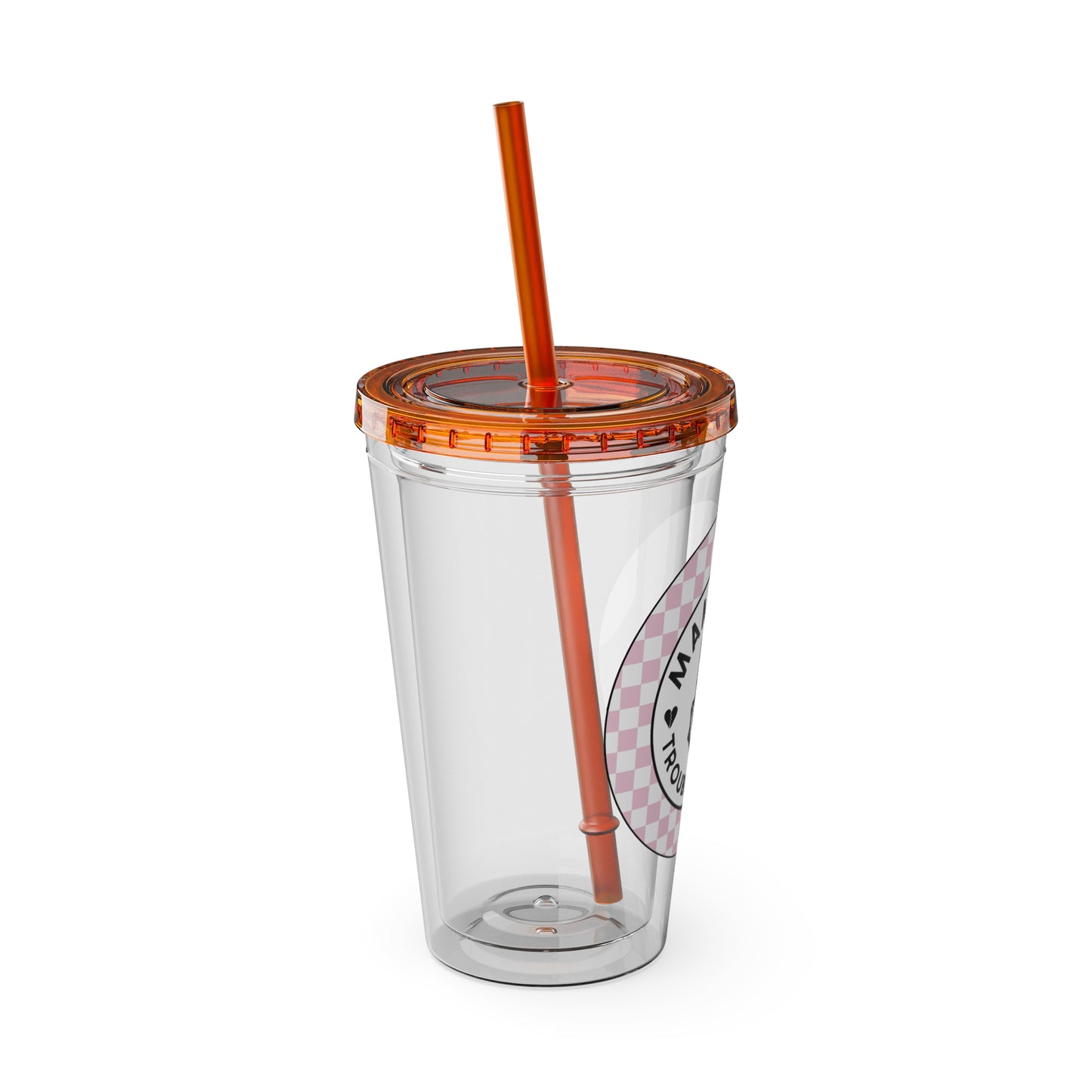 ππ MAMMAβS TROUBLE MAKER β PINK CHECKERED 16 OZ TUMBLER ππ