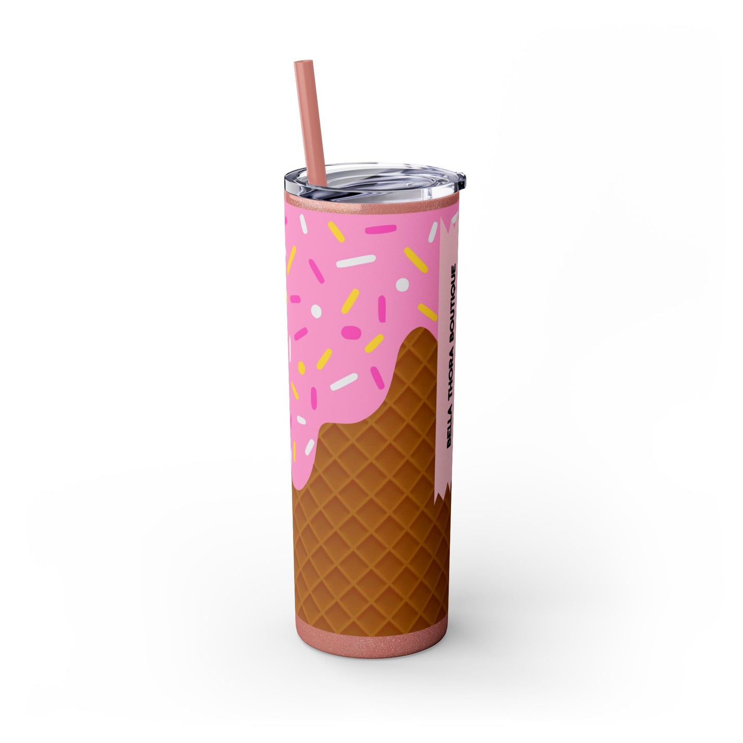 🍧Pink Frosted Dreams – Sprinkle Cone Tumbler 🍧20oz