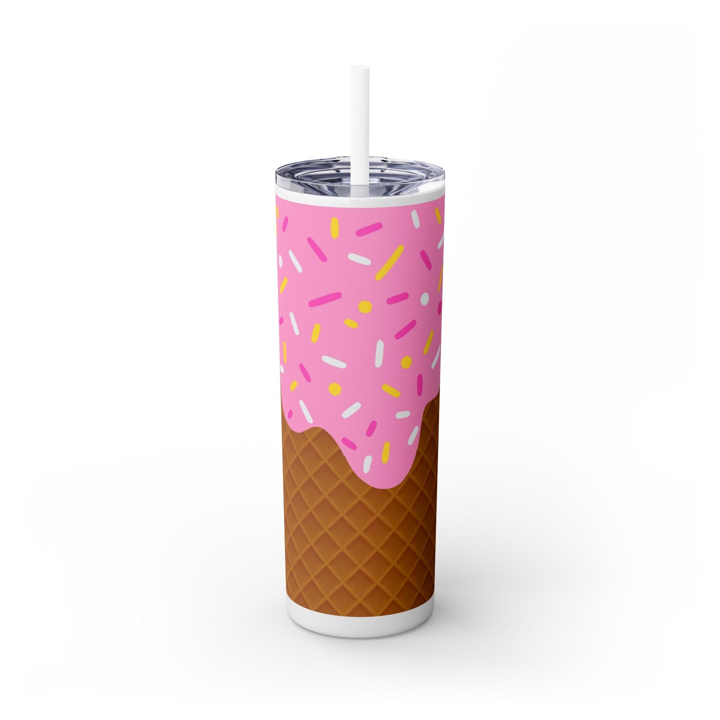 🍧Pink Frosted Dreams – Sprinkle Cone Tumbler 🍧20oz