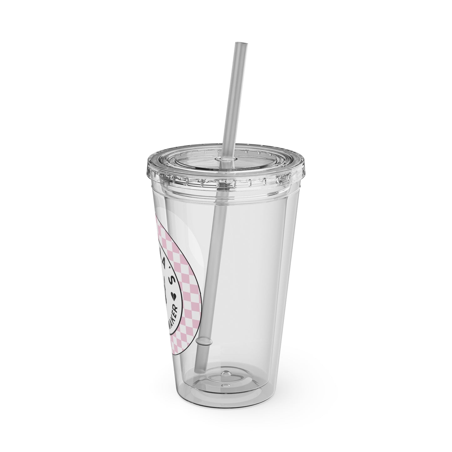 ππ MAMMAβS TROUBLE MAKER β PINK CHECKERED 16 OZ TUMBLER ππ