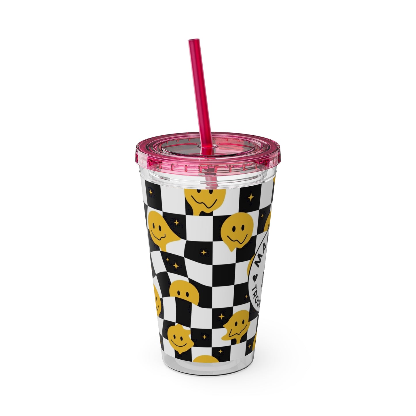 🖤⚡ MAMMA’S TROUBLE MAKER 16 OZ STRAW TUMBLER – CHAOS WITH A SMILE ⚡🖤