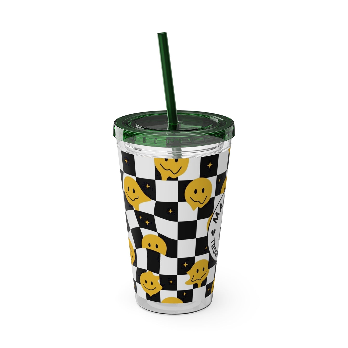 🖤⚡ MAMMA’S TROUBLE MAKER 16 OZ STRAW TUMBLER – CHAOS WITH A SMILE ⚡🖤