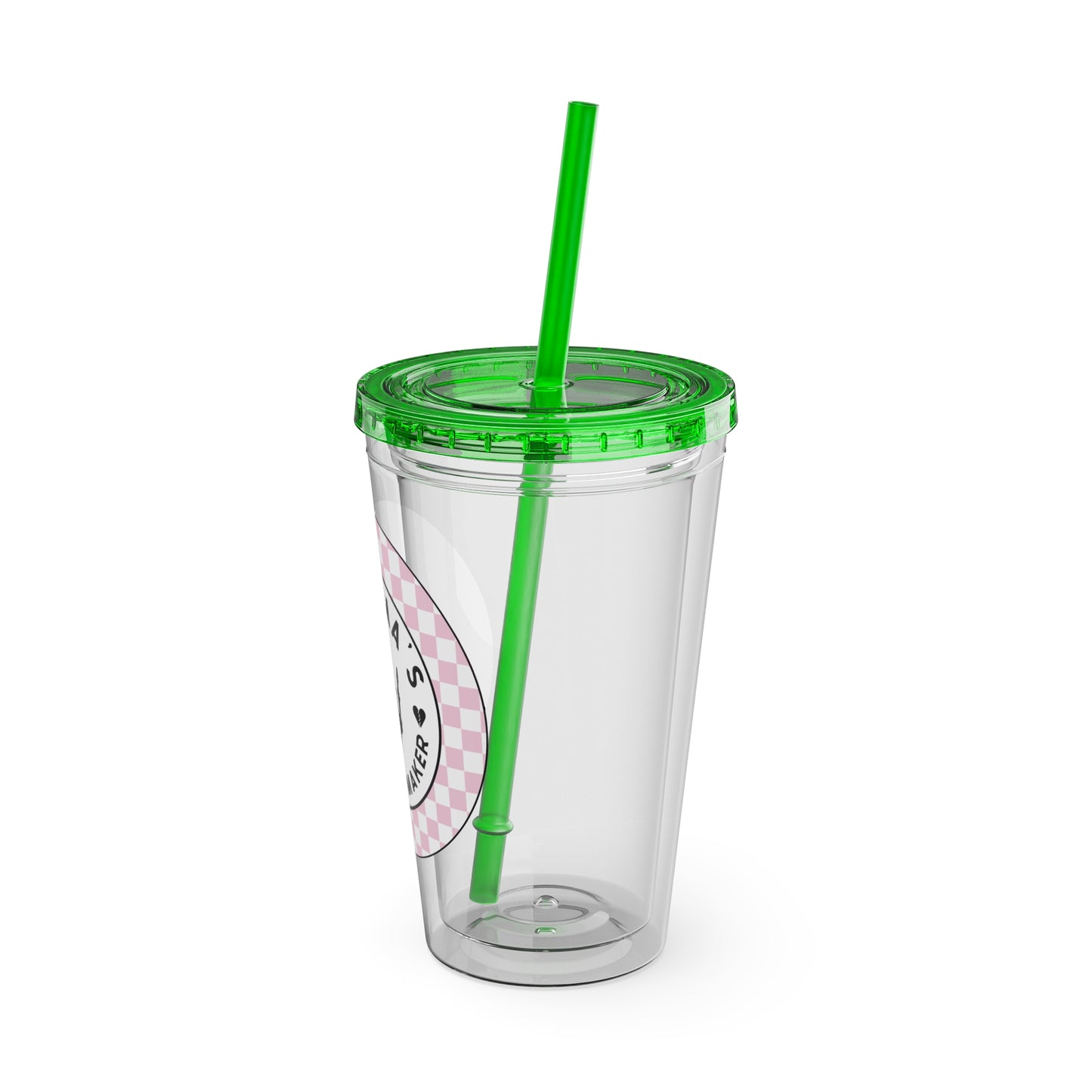 ππ MAMMAβS TROUBLE MAKER β PINK CHECKERED 16 OZ TUMBLER ππ