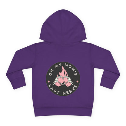 💖 On My Mom’s Last Nerve – Toddler Pullover Hoodie (Pink Flame Edition)