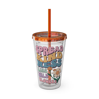 🌸✨ 16oz TUMBLER-SPREAD KINDNESS LIKE WILDFLOWERS – A CUP THAT BLOOMS WITH POSITIVITY! ✨🌸