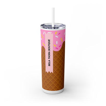 🍧Pink Frosted Dreams – Sprinkle Cone Tumbler 🍧20oz