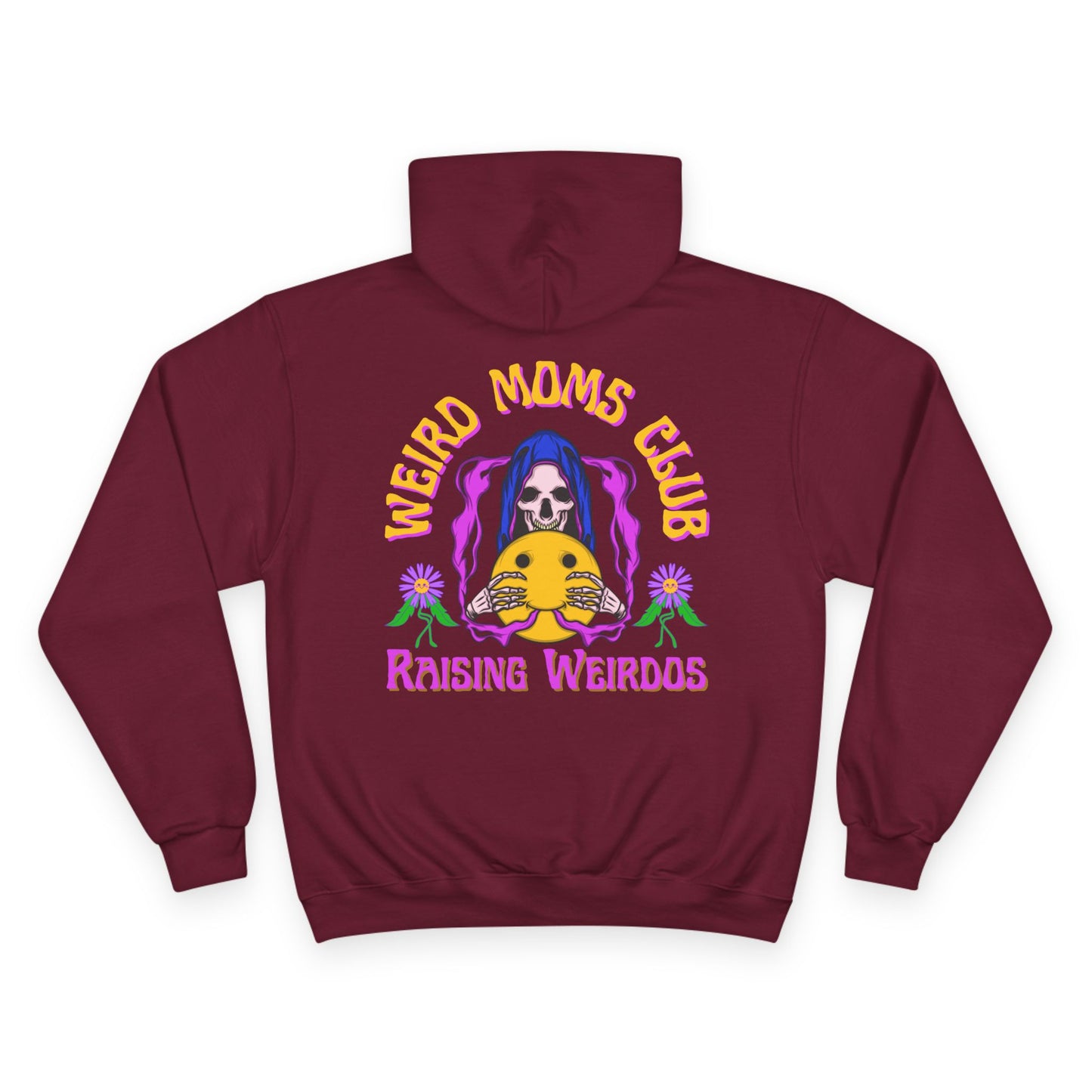 💀🌼 WEIRD MOMS CLUB – RAISING WEIRDOS CHAMPION HOODIE 🌼💀