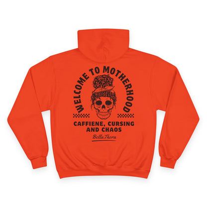 ☕💀 WELCOME TO MOTHERHOOD – CHAMPION HOODIE 💀☕