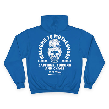 ☕💀 WELCOME TO MOTHERHOOD – CHAMPION HOODIE 💀☕