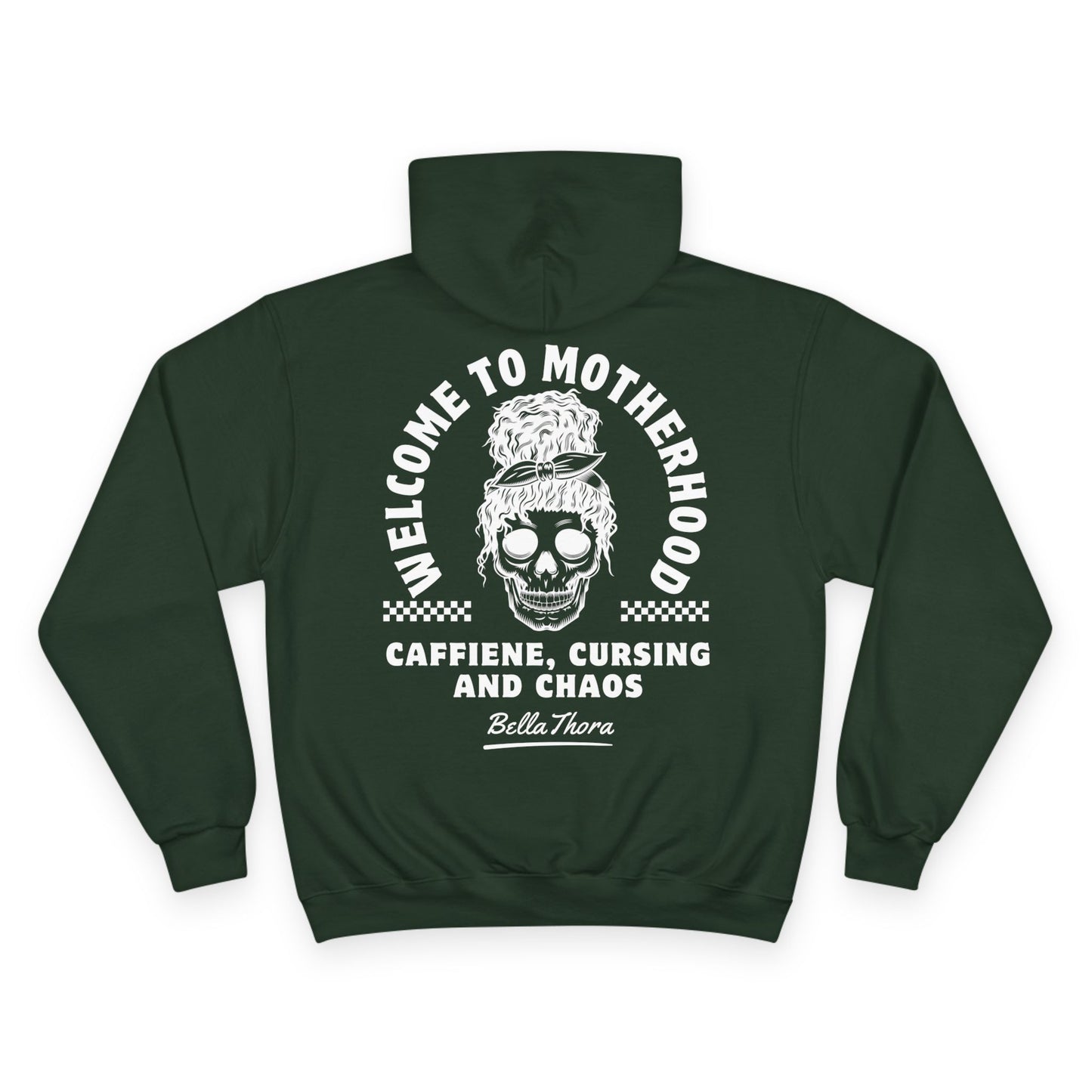 ☕💀 WELCOME TO MOTHERHOOD – CHAMPION HOODIE 💀☕