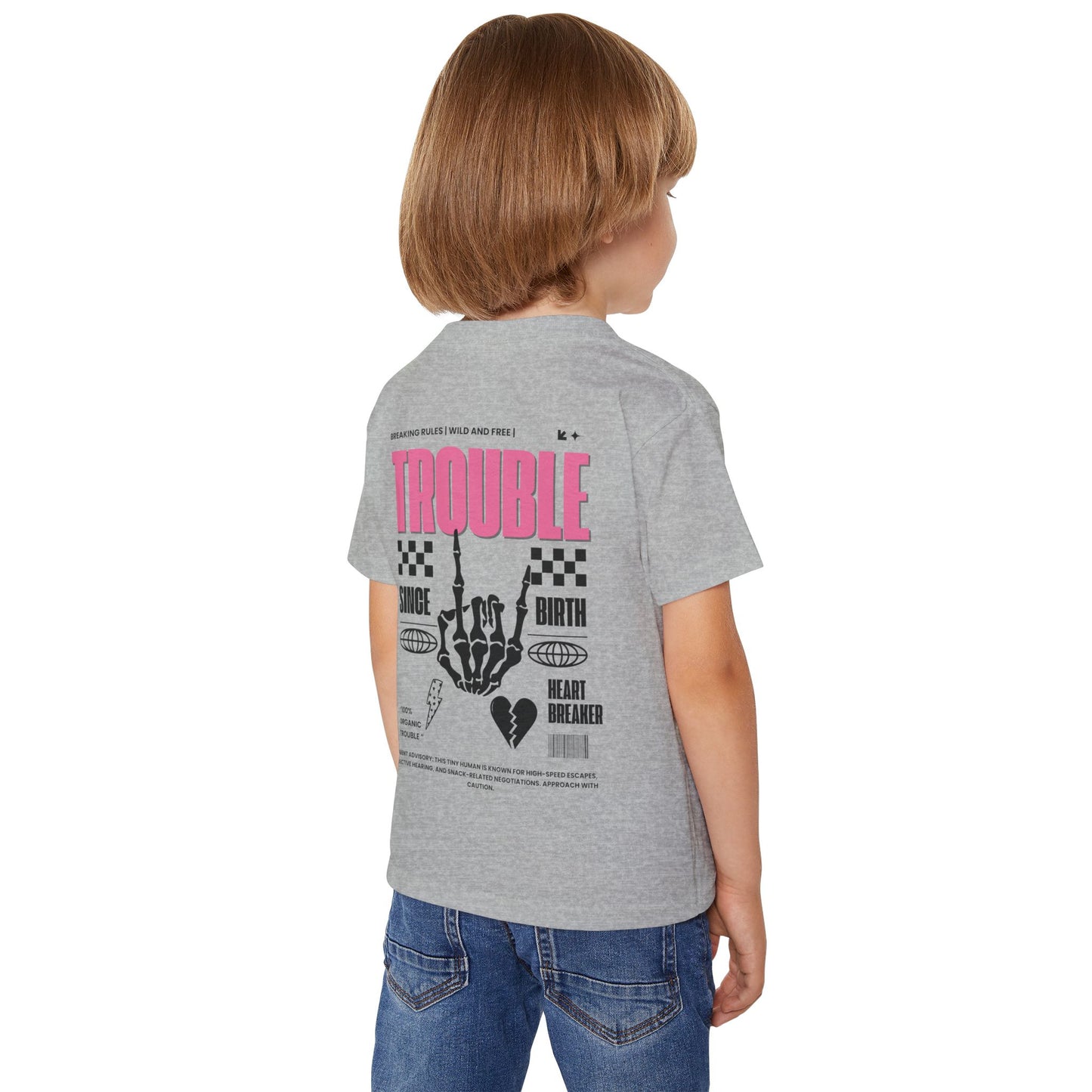 "Trouble Since Birth-Pink Back" Toddler Tee – For the Wild & Free! 🤘⚡