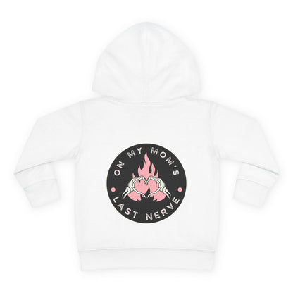 💖 On My Mom’s Last Nerve – Toddler Pullover Hoodie (Pink Flame Edition)
