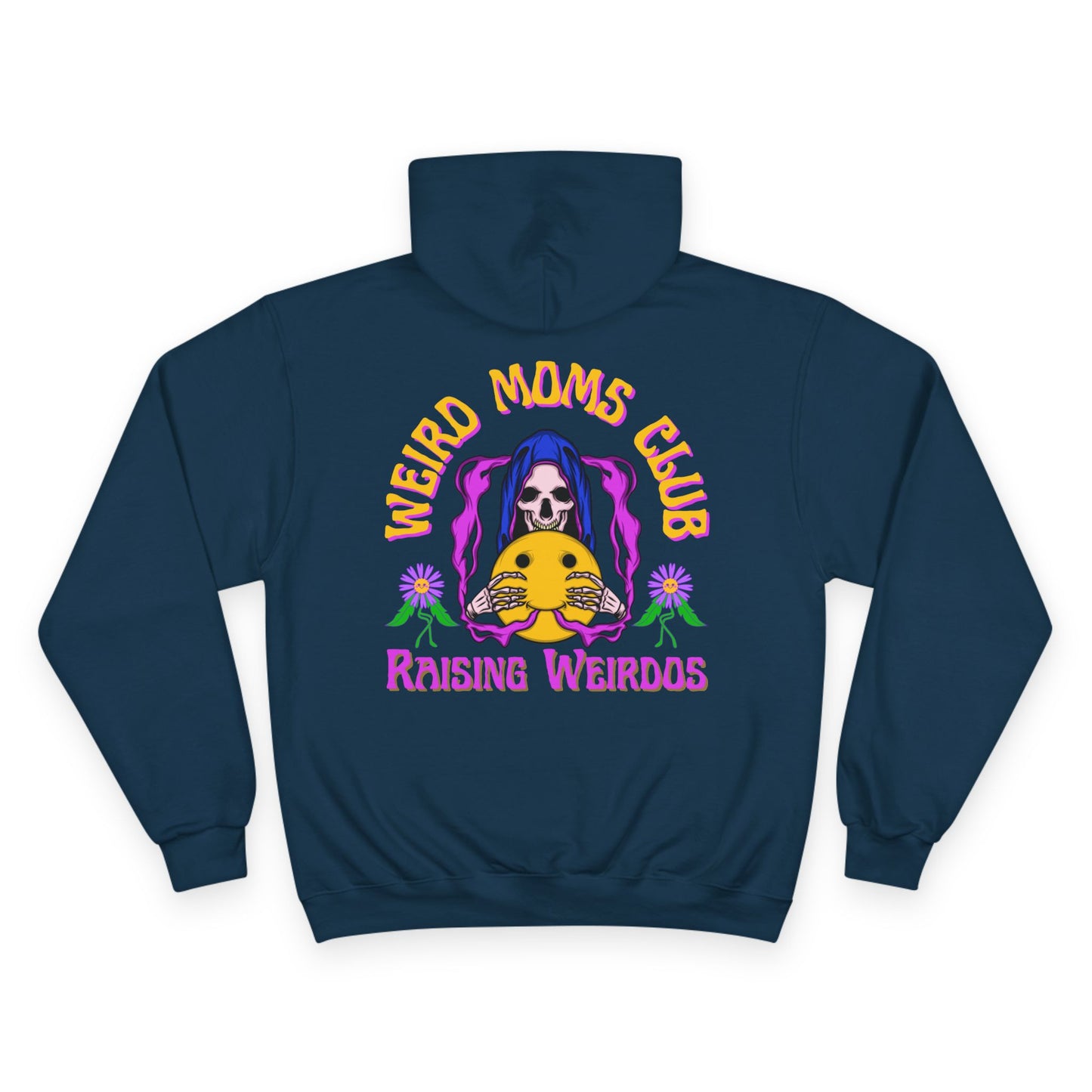 💀🌼 WEIRD MOMS CLUB – RAISING WEIRDOS CHAMPION HOODIE 🌼💀