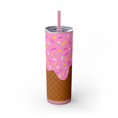 🍧Pink Frosted Dreams – Sprinkle Cone Tumbler 🍧20oz
