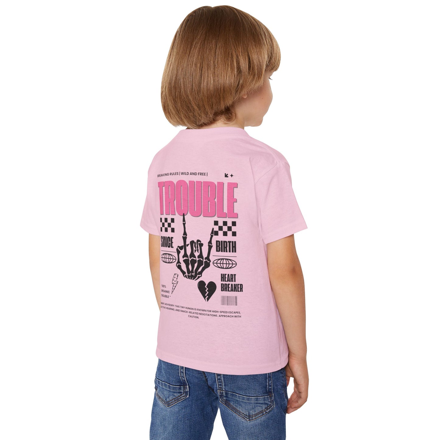 "Trouble Since Birth-Pink Back" Toddler Tee – For the Wild & Free! 🤘⚡