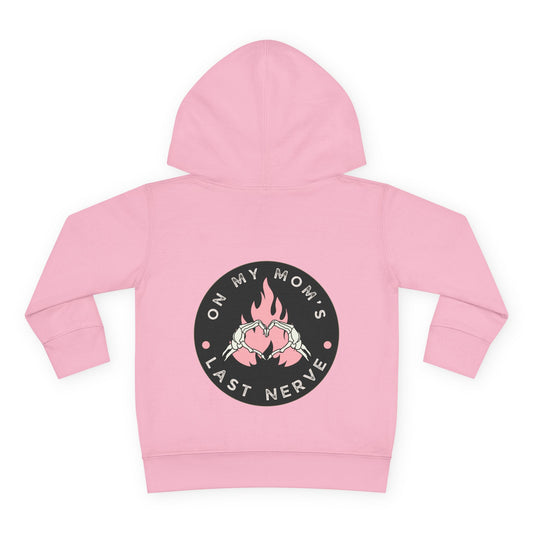 💖 On My Mom’s Last Nerve – Toddler Pullover Hoodie (Pink Flame Edition)