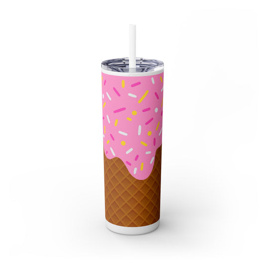 🍧Pink Frosted Dreams – Sprinkle Cone Tumbler 🍧20oz
