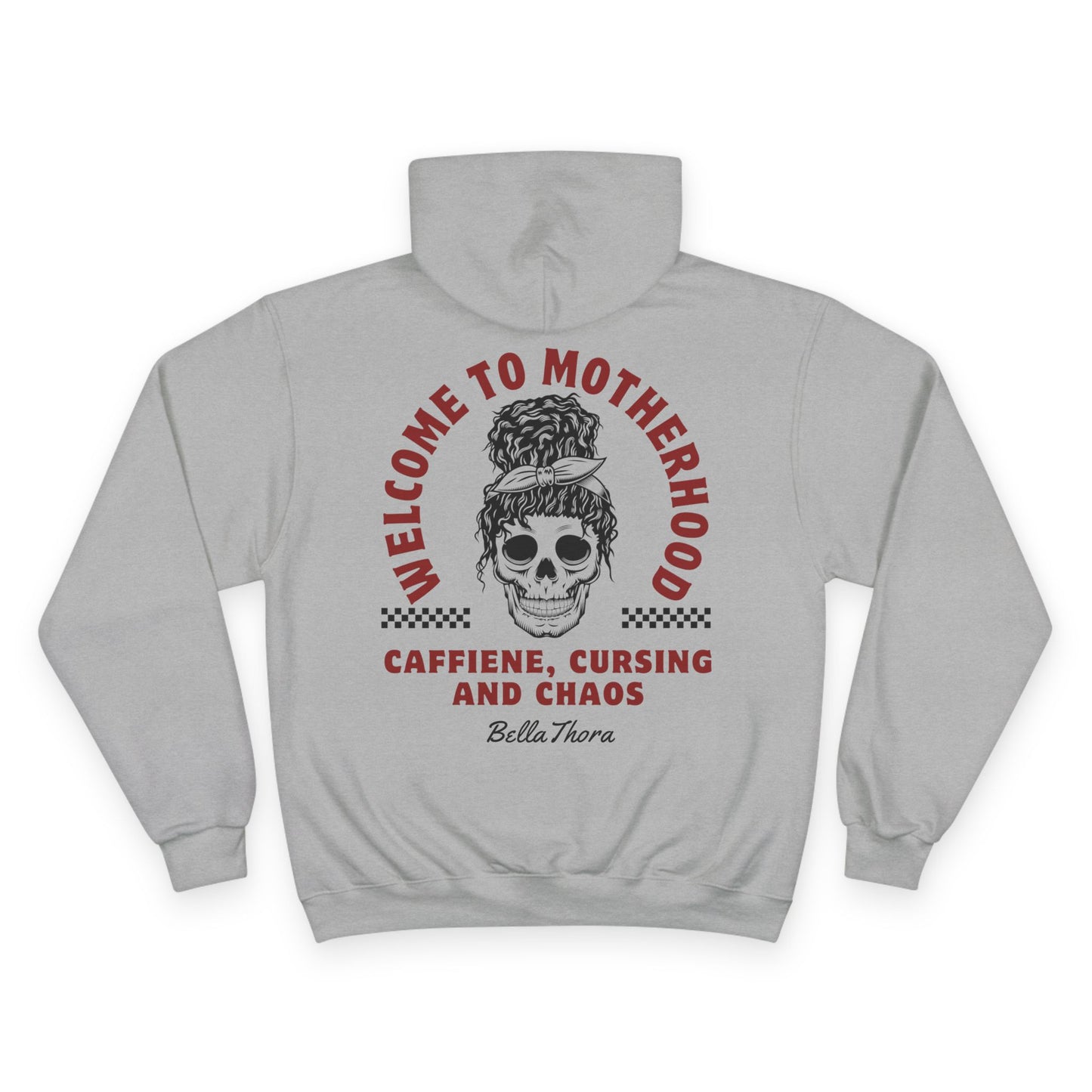 ☕💀 WELCOME TO MOTHERHOOD – CHAMPION HOODIE 💀☕