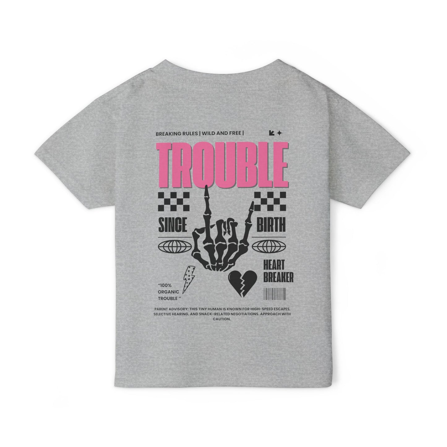 "Trouble Since Birth-Pink Back" Toddler Tee – For the Wild & Free! 🤘⚡