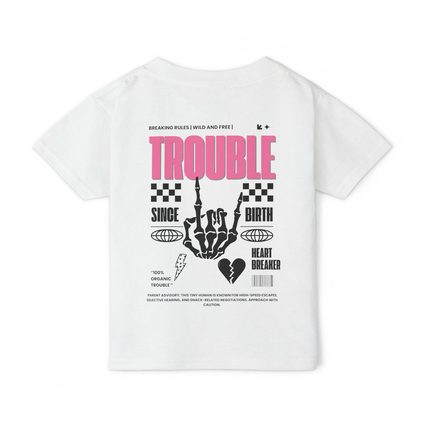 "Trouble Since Birth-Pink Back" Toddler Tee – For the Wild & Free! 🤘⚡