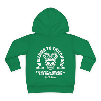 💀🤘 WELCOME TO CHILDHOOD Toddler Hoodie - Screaming 😱. Snacking 🍿. Shenanigans 🎉