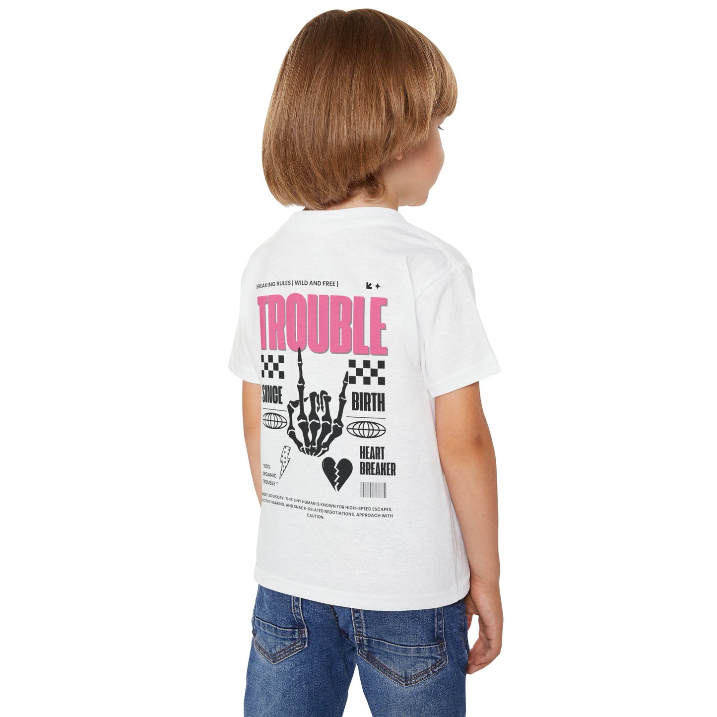 "Trouble Since Birth-Pink Back" Toddler Tee – For the Wild & Free! 🤘⚡