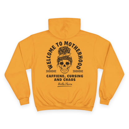 ☕💀 WELCOME TO MOTHERHOOD – CHAMPION HOODIE 💀☕