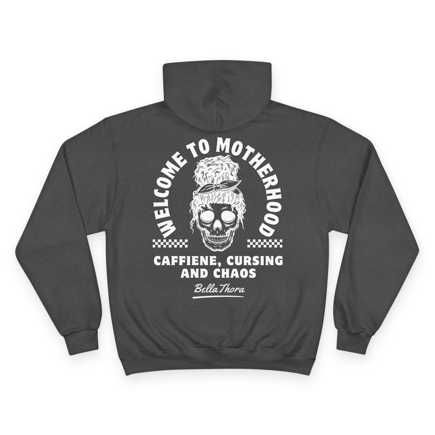 ☕💀 WELCOME TO MOTHERHOOD – CHAMPION HOODIE 💀☕