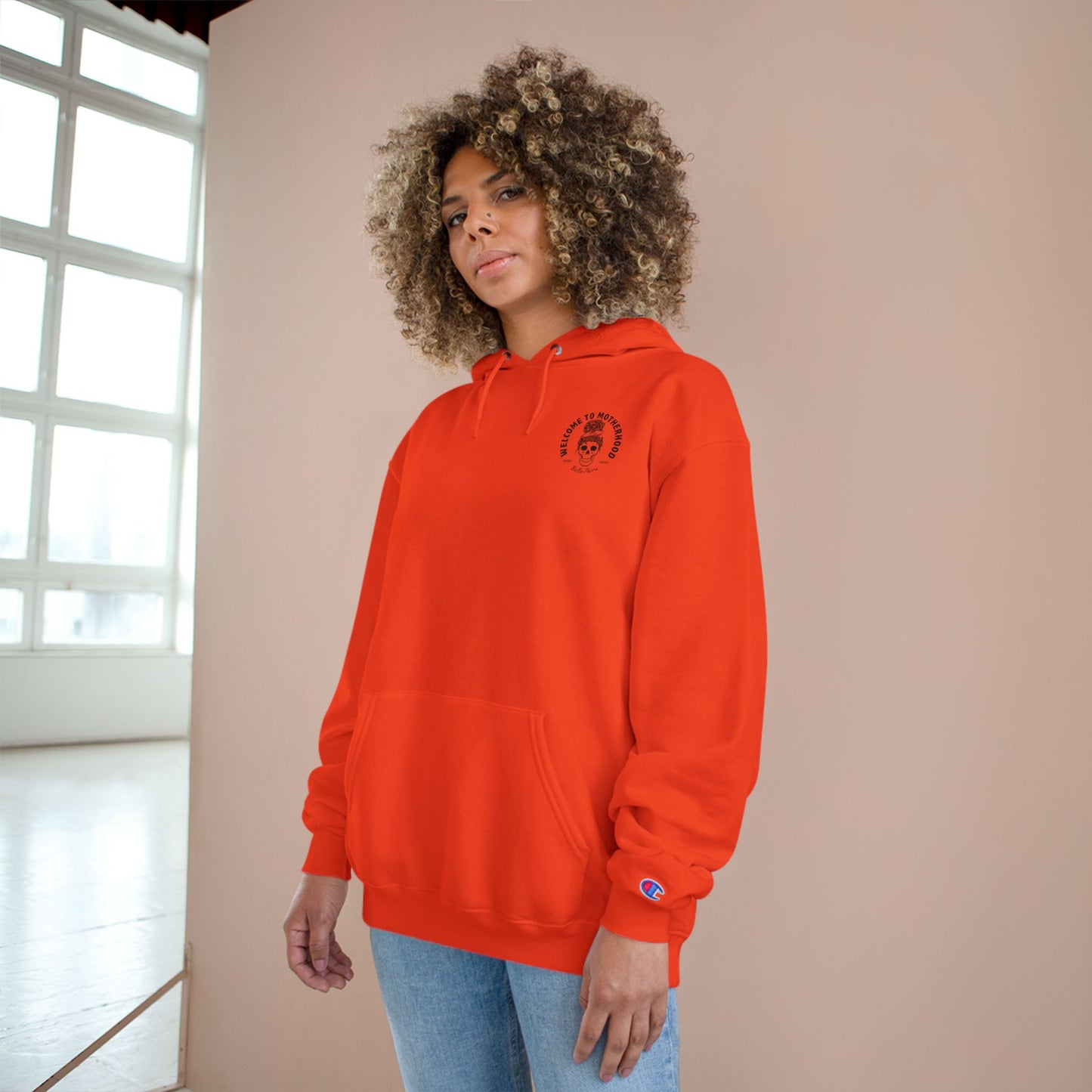 ☕💀 WELCOME TO MOTHERHOOD – CHAMPION HOODIE 💀☕