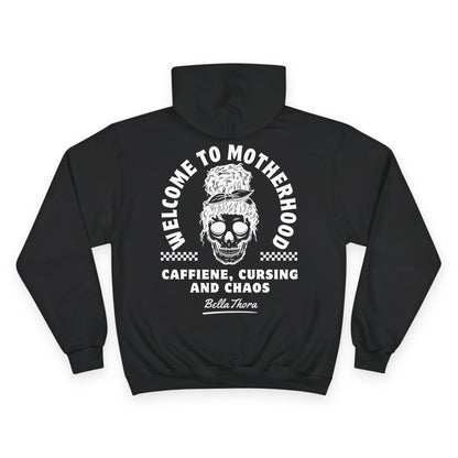 ☕💀 WELCOME TO MOTHERHOOD – CHAMPION HOODIE 💀☕