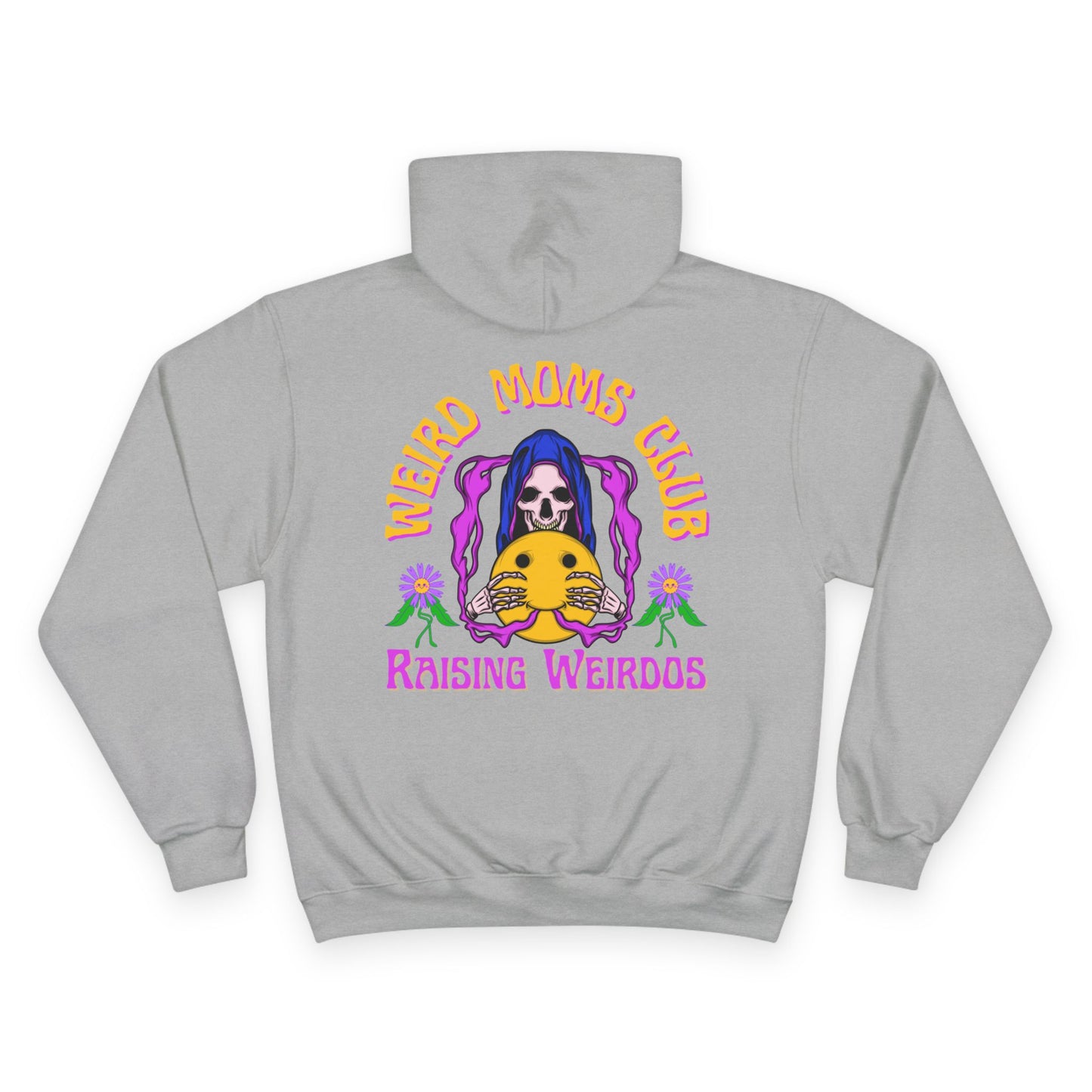 💀🌼 WEIRD MOMS CLUB – RAISING WEIRDOS CHAMPION HOODIE 🌼💀
