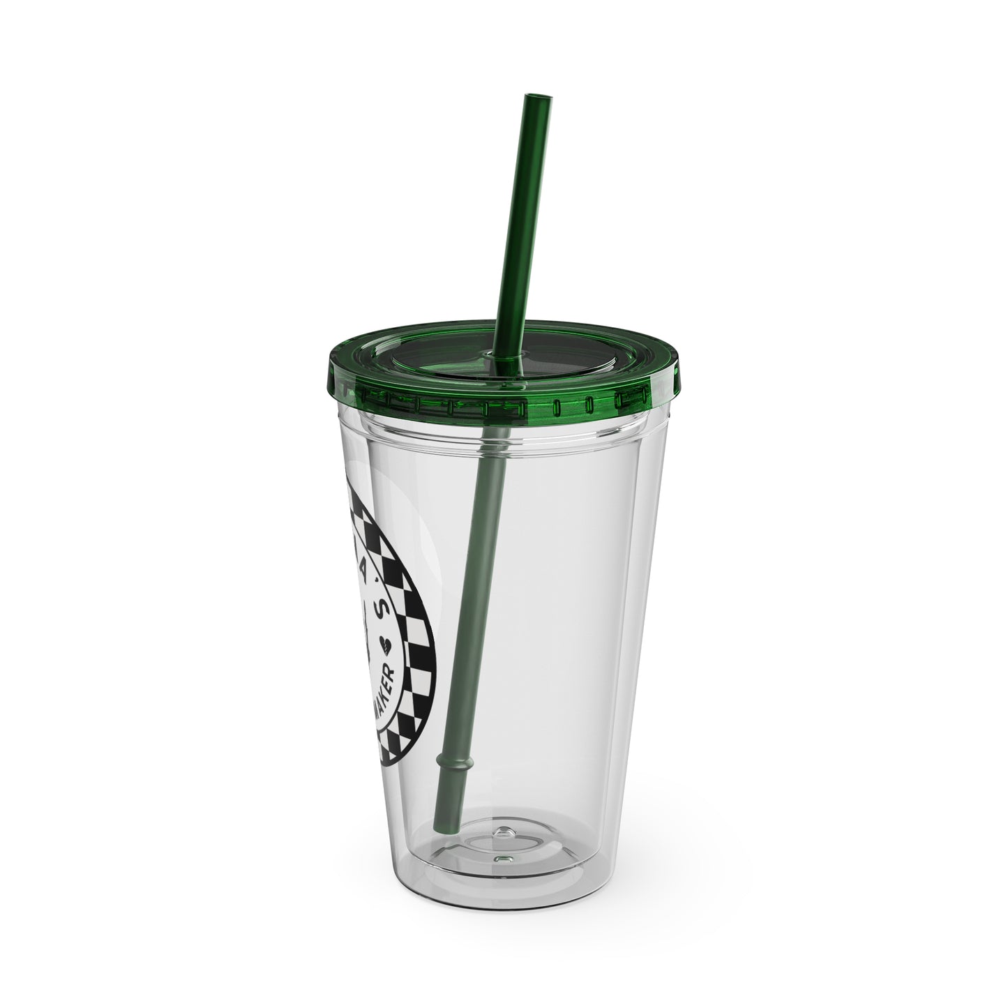 🖤⚡ 16oz-MAMMA’S TROUBLE MAKER CHECKERBOARD TUMBLER – FOR THE MINI REBEL WITH BIG ENERGY ⚡🖤