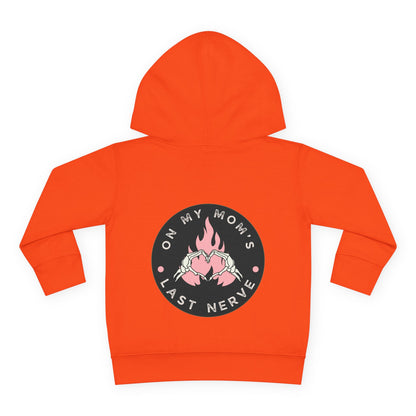 💖 On My Mom’s Last Nerve – Toddler Pullover Hoodie (Pink Flame Edition)