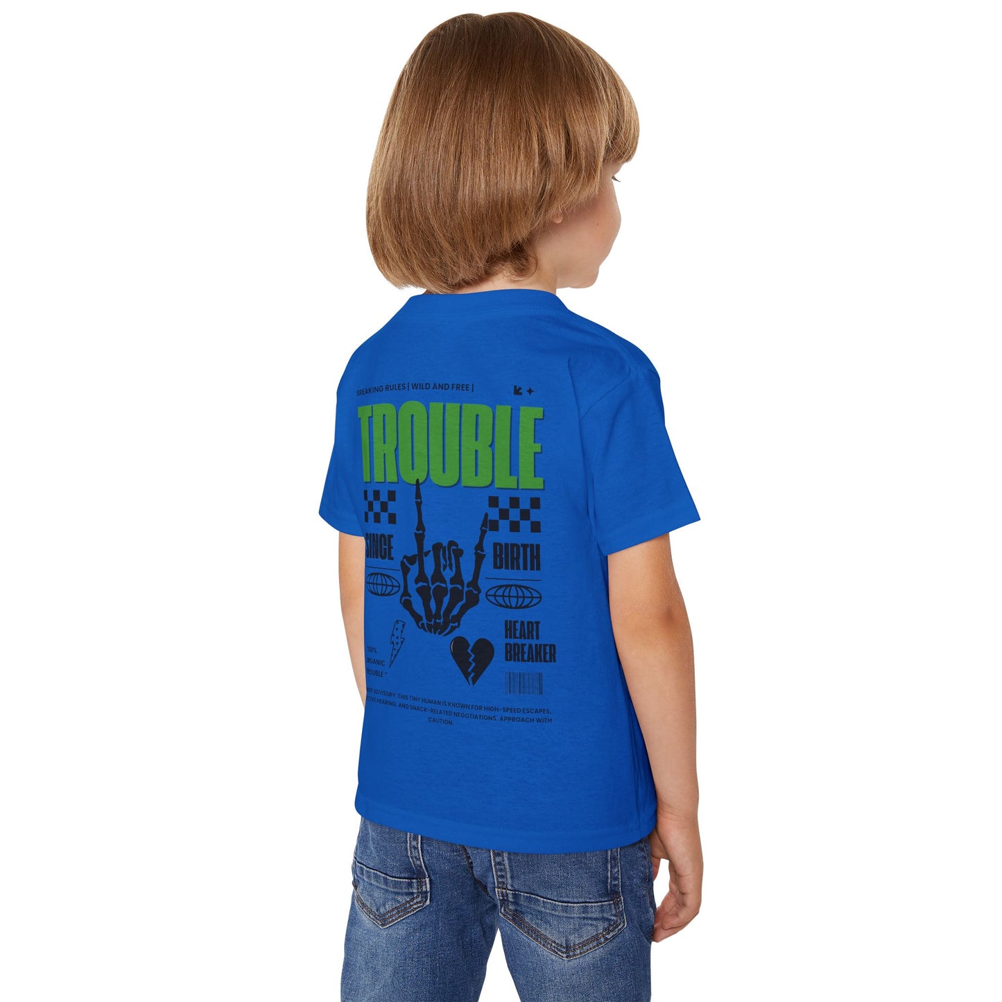 "Trouble Since Birth-Green Back" Toddler Tee – For the Wild & Free! 🤘⚡