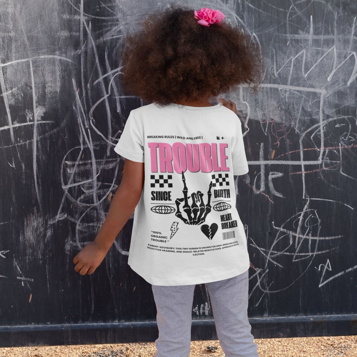 "Trouble Since Birth-Pink Back" Toddler Tee – For the Wild & Free! 🤘⚡