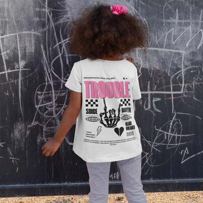 "Trouble Since Birth-Pink Back" Toddler Tee – For the Wild & Free! 🤘⚡