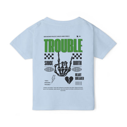 "Trouble Since Birth-Green Back" Toddler Tee – For the Wild & Free! 🤘⚡