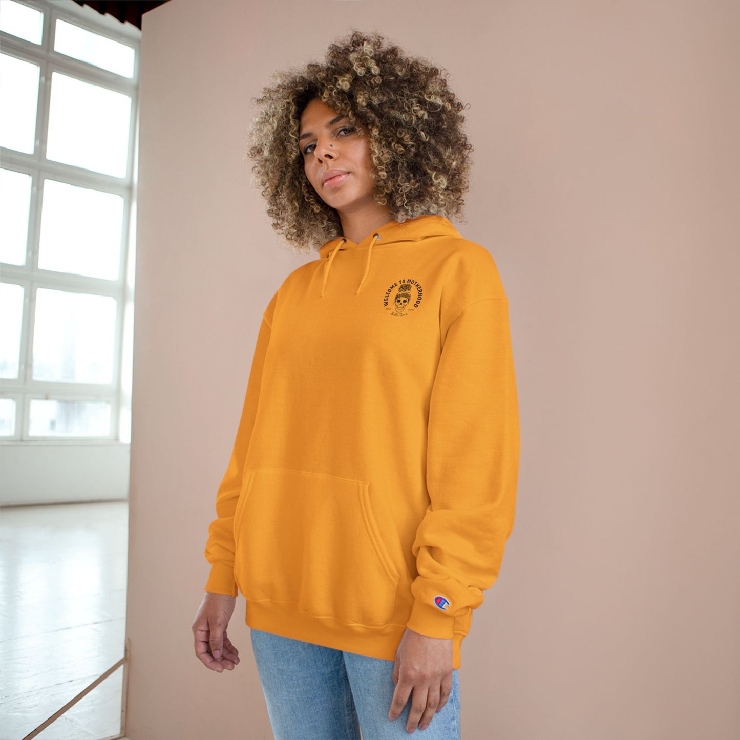 ☕💀 WELCOME TO MOTHERHOOD – CHAMPION HOODIE 💀☕