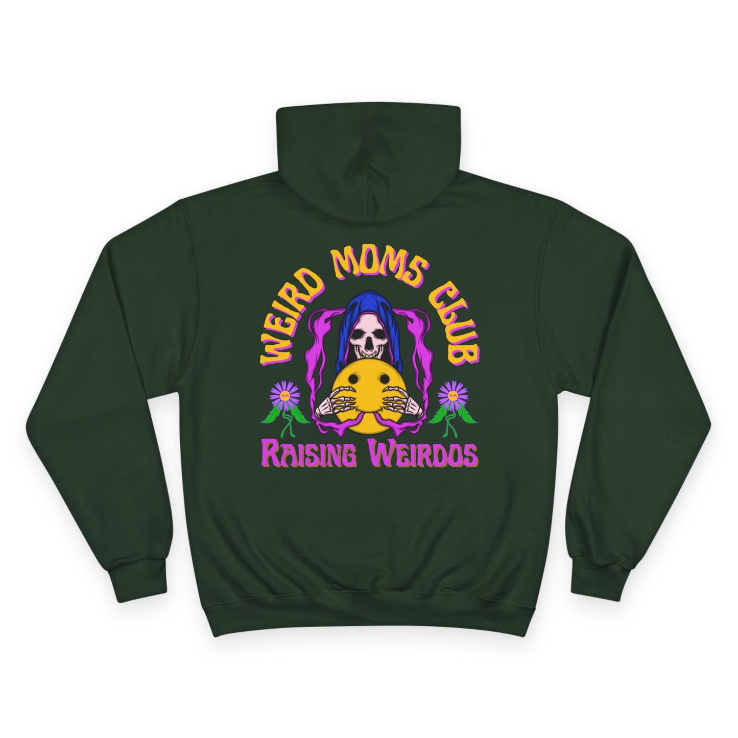 💀🌼 WEIRD MOMS CLUB – RAISING WEIRDOS CHAMPION HOODIE 🌼💀