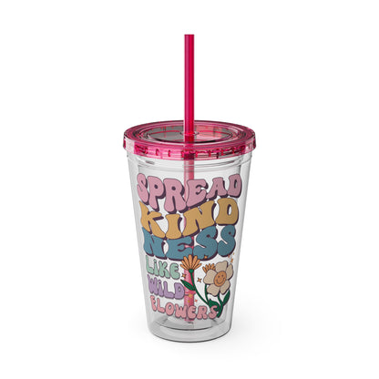 🌸✨ 16oz TUMBLER-SPREAD KINDNESS LIKE WILDFLOWERS – A CUP THAT BLOOMS WITH POSITIVITY! ✨🌸