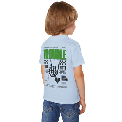 "Trouble Since Birth-Green Back" Toddler Tee – For the Wild & Free! 🤘⚡