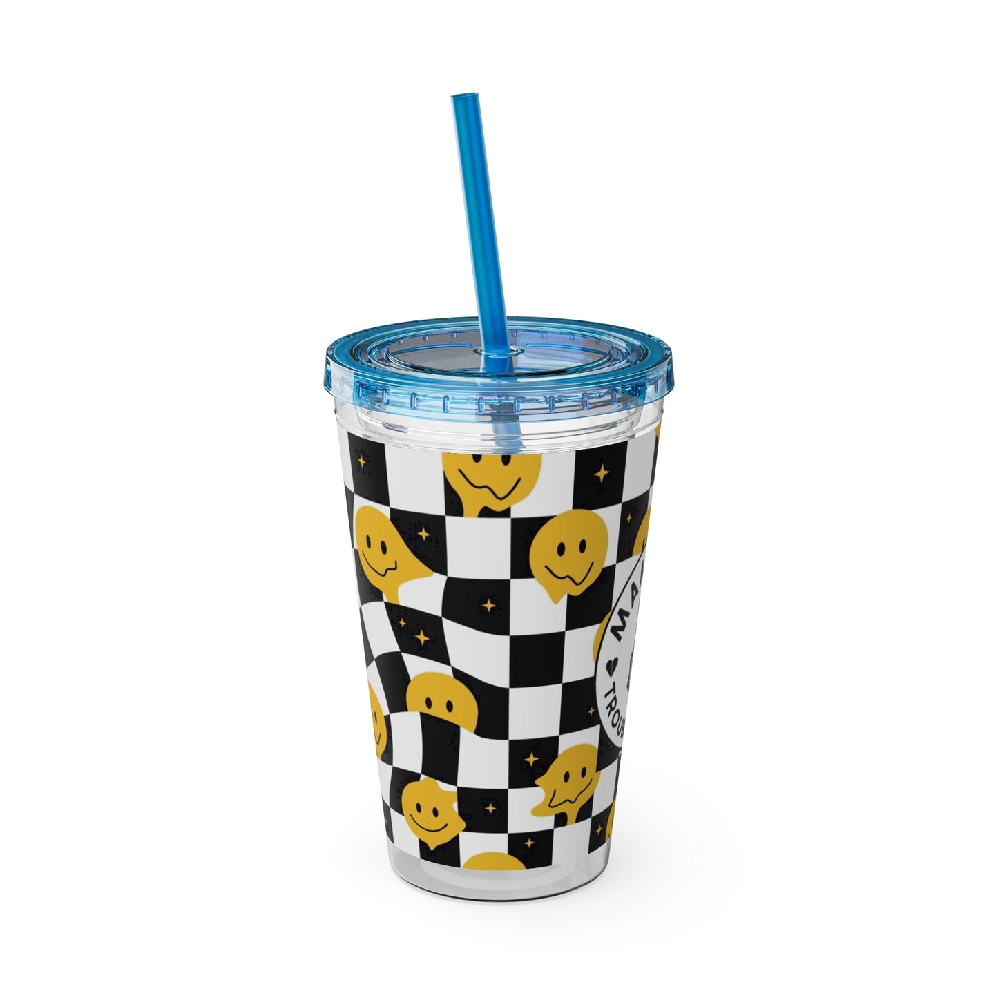 🖤⚡ MAMMA’S TROUBLE MAKER 16 OZ STRAW TUMBLER – CHAOS WITH A SMILE ⚡🖤