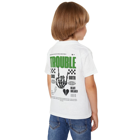 "Trouble Since Birth-Green Back" Toddler Tee – For the Wild & Free! 🤘⚡